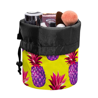 Purple EDM Pineapple Pattern Print Drawstring Makeup Bag