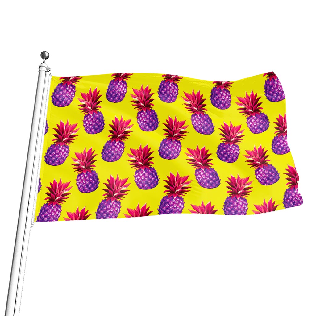 Purple EDM Pineapple Pattern Print Flag