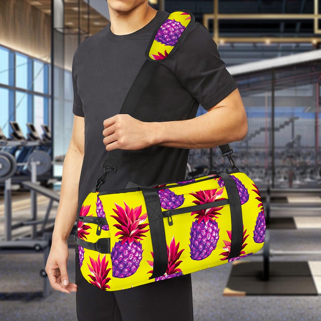 Purple EDM Pineapple Pattern Print Gym Bag