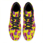 Purple EDM Pineapple Pattern Print High Top Leather Sneakers