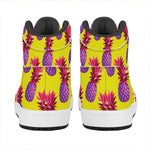 Purple EDM Pineapple Pattern Print High Top Leather Sneakers