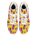 Purple EDM Pineapple Pattern Print High Top Leather Sneakers