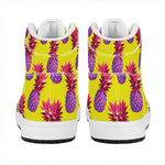 Purple EDM Pineapple Pattern Print High Top Leather Sneakers
