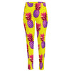 Purple EDM Pineapple Pattern Print High-Waisted Pocket Leggings