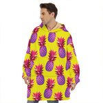 Purple EDM Pineapple Pattern Print Hoodie Blanket