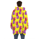 Purple EDM Pineapple Pattern Print Hoodie Blanket