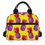 Purple EDM Pineapple Pattern Print Insulated Lunch Bag