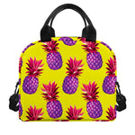 Purple EDM Pineapple Pattern Print Insulated Lunch Bag