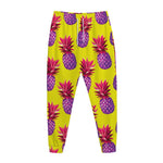 Purple EDM Pineapple Pattern Print Jogger Pants