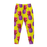 Purple EDM Pineapple Pattern Print Jogger Pants