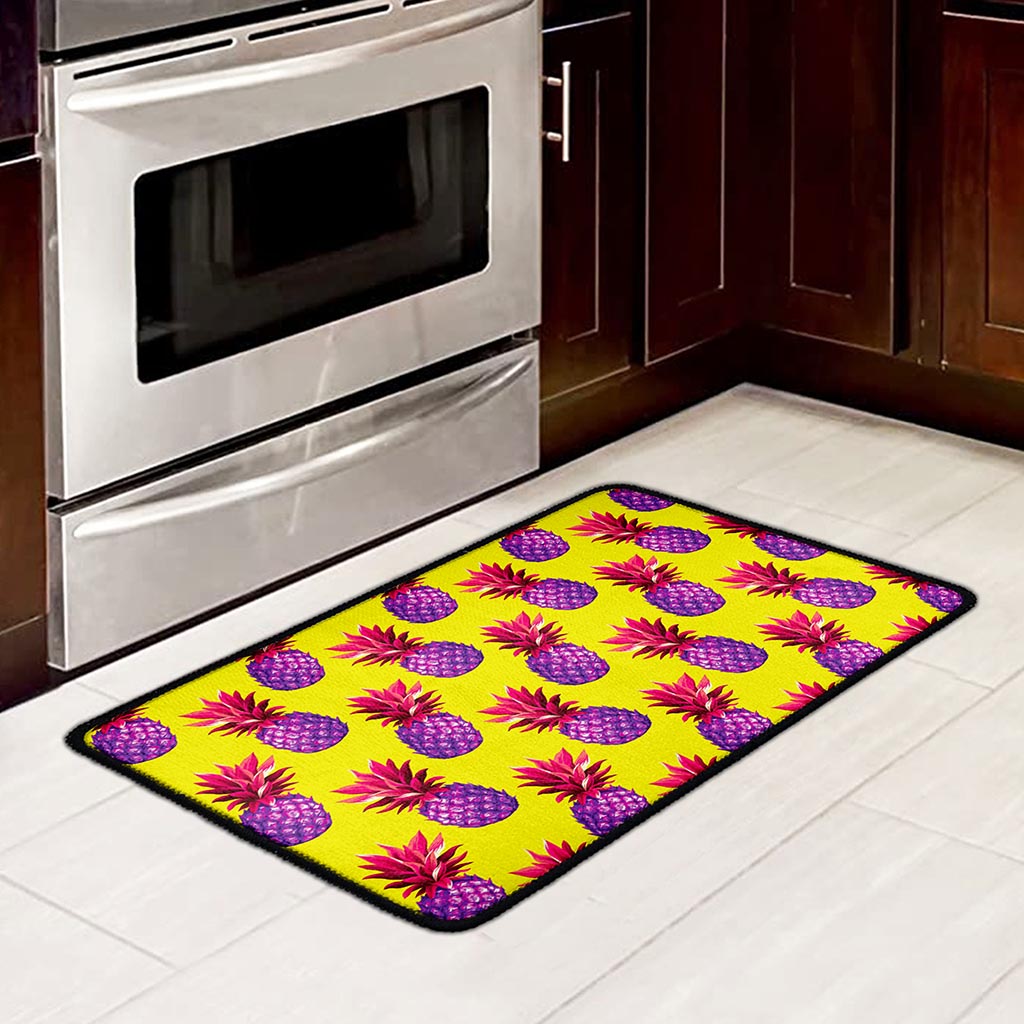 Purple EDM Pineapple Pattern Print Kitchen Mat