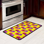 Purple EDM Pineapple Pattern Print Kitchen Mat