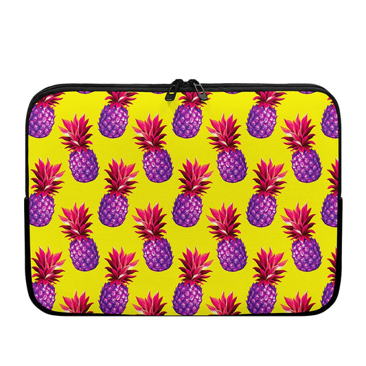 Purple EDM Pineapple Pattern Print Laptop Sleeve