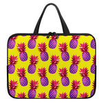 Purple EDM Pineapple Pattern Print Laptop Sleeve With Handle