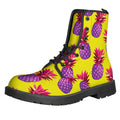 Purple EDM Pineapple Pattern Print Lace-Up Boots