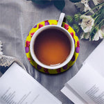 Purple EDM Pineapple Pattern Print Leather Coaster Set