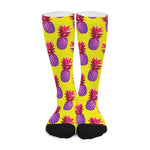 Purple EDM Pineapple Pattern Print Long Socks