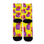 Purple EDM Pineapple Pattern Print Long Socks