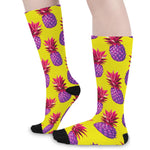 Purple EDM Pineapple Pattern Print Long Socks
