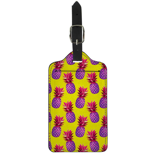 Purple EDM Pineapple Pattern Print Luggage Tag