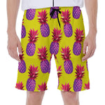 Purple EDM Pineapple Pattern Print Men's Beach Shorts