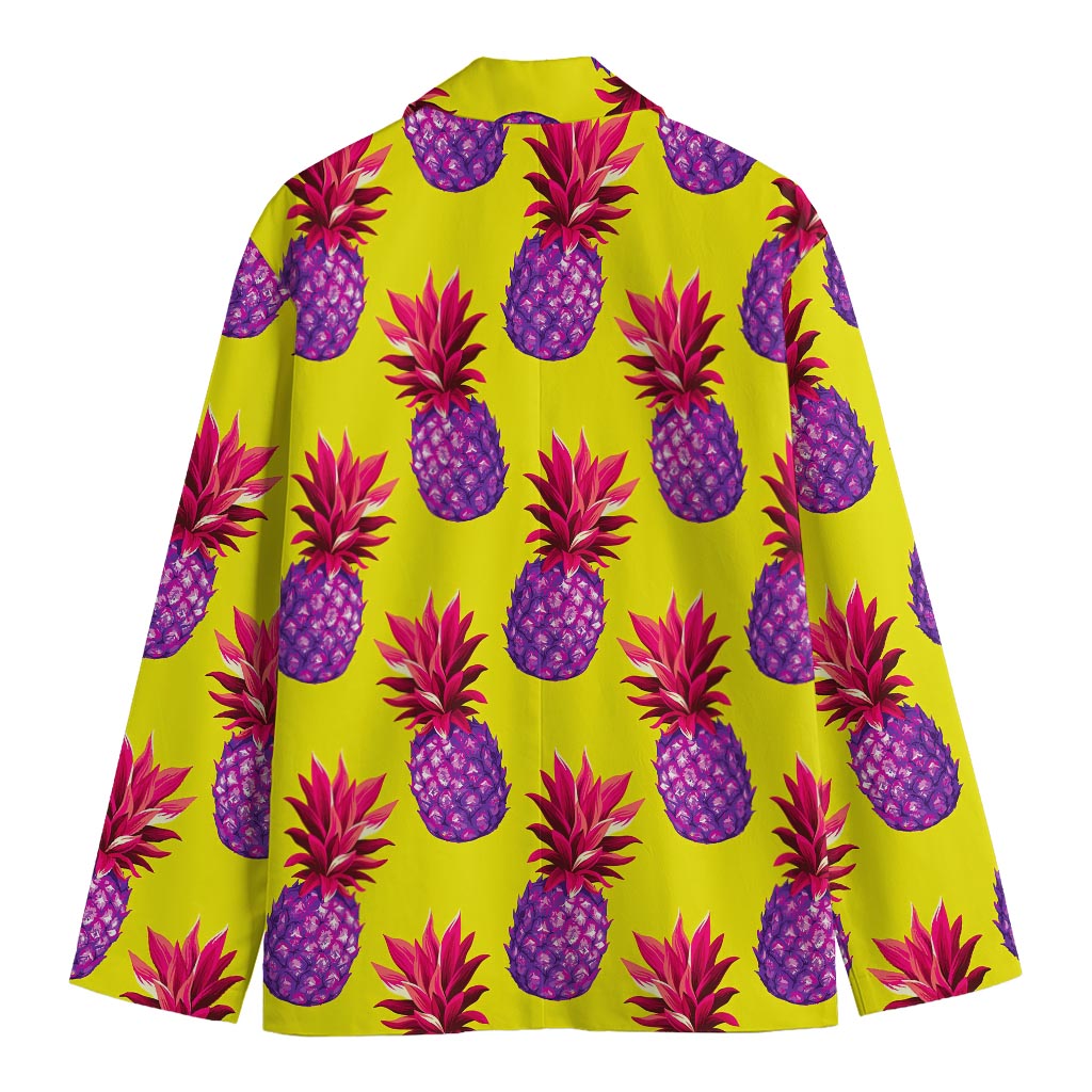 Purple EDM Pineapple Pattern Print Men's Blazer