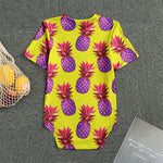 Purple EDM Pineapple Pattern Print Men's Bodysuit