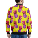 Purple EDM Pineapple Pattern Print Men's Bomber Jacket