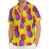 Purple EDM Pineapple Pattern Print Men's Deep V-Neck Shirt