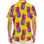 Purple EDM Pineapple Pattern Print Men's Deep V-Neck Shirt