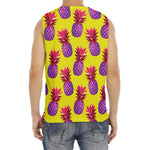 Purple EDM Pineapple Pattern Print Men's Fitness Tank Top