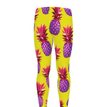 Purple EDM Pineapple Pattern Print Men's leggings