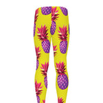 Purple EDM Pineapple Pattern Print Men's leggings