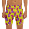 Purple EDM Pineapple Pattern Print Men's Long Boxer Briefs