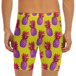 Purple EDM Pineapple Pattern Print Men's Long Boxer Briefs