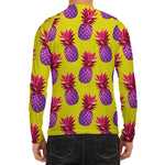 Purple EDM Pineapple Pattern Print Men's Long Sleeve Rash Guard