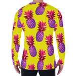 Purple EDM Pineapple Pattern Print Men's Long Sleeve T-Shirt