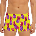 Purple EDM Pineapple Pattern Print Men's Short Boxer Briefs