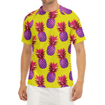Purple EDM Pineapple Pattern Print Men's Short Sleeve Rash Guard