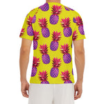 Purple EDM Pineapple Pattern Print Men's Short Sleeve Rash Guard