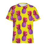 Purple EDM Pineapple Pattern Print Men's Sports T-Shirt