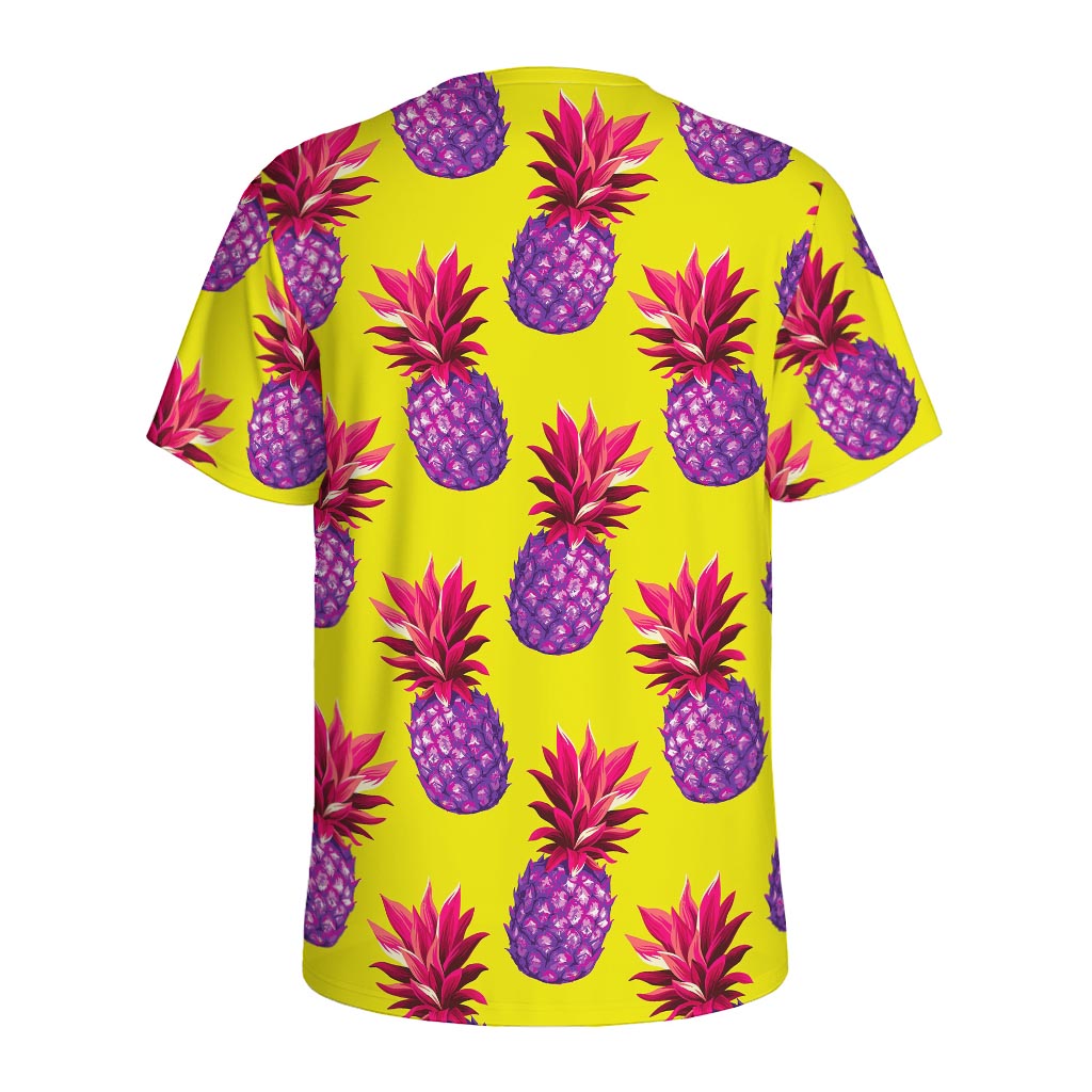 Purple EDM Pineapple Pattern Print Men's Sports T-Shirt