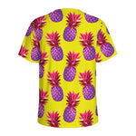 Purple EDM Pineapple Pattern Print Men's Sports T-Shirt