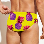 Purple EDM Pineapple Pattern Print Men's Swim Briefs