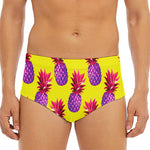 Purple EDM Pineapple Pattern Print Men's Triangle Swim Briefs