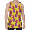 Purple EDM Pineapple Pattern Print Men's Velvet Tank Top