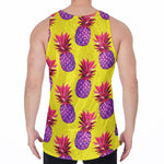 Purple EDM Pineapple Pattern Print Men's Velvet Tank Top