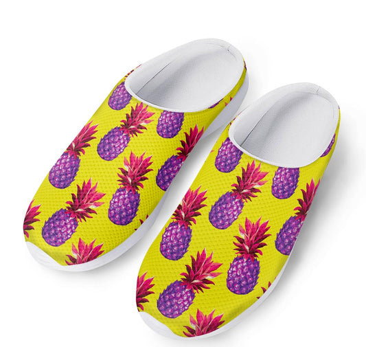 Purple EDM Pineapple Pattern Print Mesh Casual Shoes