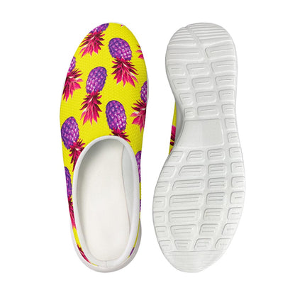 Purple EDM Pineapple Pattern Print Mesh Casual Shoes