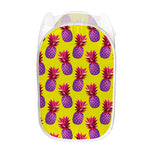 Purple EDM Pineapple Pattern Print Mesh Laundry Hamper